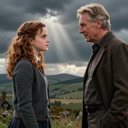 emma watson / hermione granger casting a spell at liam neeson / qui - gon jinn, digital art by greg rutkowski