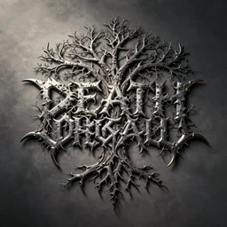 death metal band logo, unreadable text, metal font, looks like a tree silhouette, looks like varicose veins, letters with branches, complex, horizontal, brutal