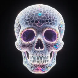 kaleidoscope honeycomb sugar skull bubble neon elegant, 8 k resolution, intricate and fine details, award wining composition, photorealistic illustration, artstation, krenz cushart, alphonse mucha agnes cecile