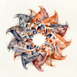 a watercolor fractal flame painted by the electric sheep, detailed dynamic composition, trending on artstation