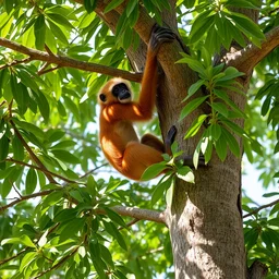 ape climbing tree
