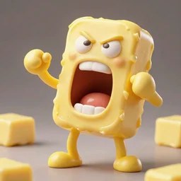 cartoon stick of butter screaming in pain, high quality, highly detailed