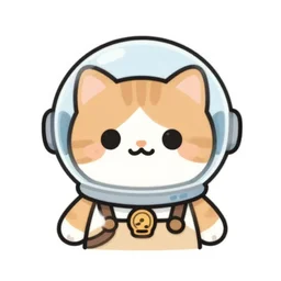 a cute cat wearing a space helmet, vector art