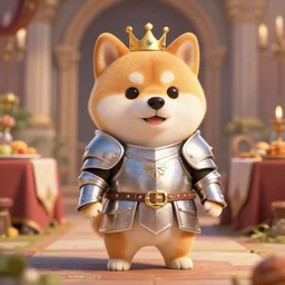 anthropomorphic shiba inu, holy knight armor, in medieval banquet, stuning fantasy 3 d render, masterpiece, glowing aura, by donato giancola and greg rutkowski and wayne barlow and zdzisław beksinski, realistic face