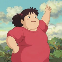 yo mama is so fat when she skips a meal the stock market drops, anime, ghibli style dreamlike background