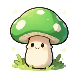a smiling cartoon green mushroom