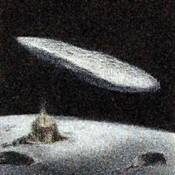 a mysterious spaceship orbits a moon with a small outpost on the surface scanning for signs of life, concept art, pulp novel cover, Asimov