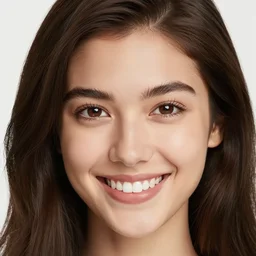 a beautiful girl from minnesota, brunette, joyfully smiling at the camera opening her brown eyes. thinner face, irish genes, dark chocolate hair colour, wearing university of minneapolis coat, perfect nose, morning hour, plane light, portrait, minneapolis as background. healthy, athletic, in her early 3 0