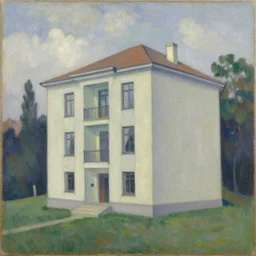 a beautiful painting of a building in a serene landscape by Alexej Von Jawlensky