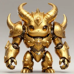 a highly detailed illustration of gentle mighty colossal golden fighting horned mechanical titan, with cute doting eyes, intricate, elegant, highly detailed, centered, digital painting, artstation, concept art, smooth, sharp focus, league of legends concept art, wlop.