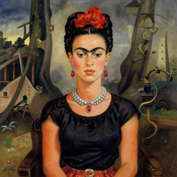 frida kahlo drawn in the style of yoji shinkawa, striking, extremely detailed