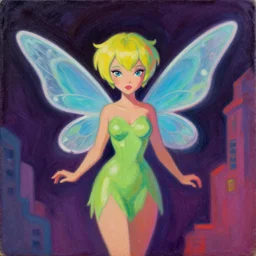 zorbeez fairy,painted by Danny Flynn and Kevin Wasden,trending on artstation, simple lighting camera view from above,Eraserhead ,vaporwave ,60s kitsch and psychedelia ,oil and canvas ,Blade Runner 2049 ,
