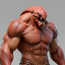 game concept art, muscular, wide muscular shoulders, crustacean head, sharp teeth, hyperrealism, artstation, cgsociety, zbrush, no background