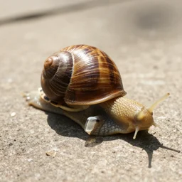 A snail in the form of a turtle, sunlight