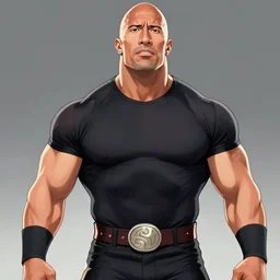 anime illustration of dwayne johnson as the rock at wrestlemania. anime