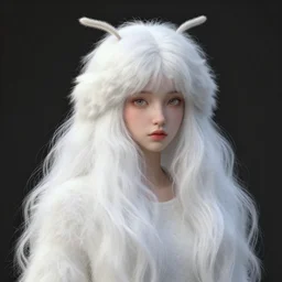 portrait of a fluffy white moth girl concept art by Moebius, trending on artstation, artstationHD, artstationHQ, unreal engine, 4k, 8k