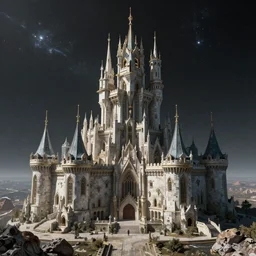 highly detailed hd photo of futuristic castle in the middle of space in the style of Greg Rutswoski, hyper realistic, wide angle shot, concept art, 8K detail post-processing