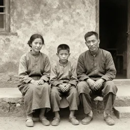 vintage photo of a poor family