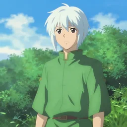 artgerm, joshua middleton, loish, makoto shinkai, an elven acher with short white hair and green clothes