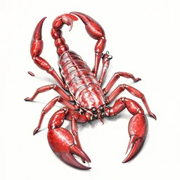 scorpion red white and black drawn by Shuichi Shigeno and Michiharu Kusunoki pen ink drawing