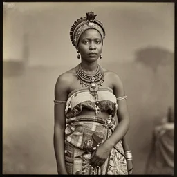 vintage photo of a beautiful west African manding queen by edward s curtis, photo journalism, photography, cinematic, national geographic photoshoot