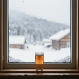 du fu drinks in front of the window. the window contains the snow of xiling