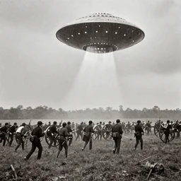 A rain of UFOs crashing at the battle of gettysburg. 1860s photograph.