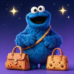 cookie monster, in the starry night sky, behold channel accessories, star sparkles, sharp focus, d & d, epic retrowave art, masterpiece, trending on artstation, fantasy, digital painting, highly detailed, 8 k realistic, dof, art by artgerm, greg rutkowski, sasoura, satchels, no distorsion
