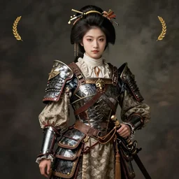 detailed ultrarealistic photography of victorian rustic heroic warrior japanese girl, cinematic, full shot