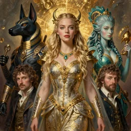 A fantasy book style portrait painting of a hybrid, Blake Lively, Anya_Taylor-Joy, Cory Chase, as a Mystical Valkyrie, Anubis-Reptilian, Atlantean Warrior, François Boucher, Oil Painting, unreal 5, DAZ, hyperrealistic, octane render, Regal, Refined, Detailed Digital Art, RPG portrait, William-Adolphe Bouguereau, Michael Cheval, Walt Disney (1937), Steampunk, Volumetric Golden dappled dynamic lighting, Highly Detailed, Cinematic Lighting, Unreal Engine, 8k, HD