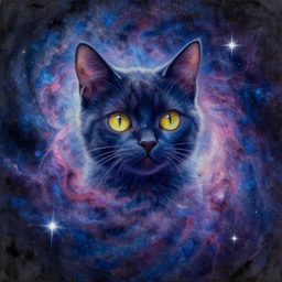space cat in nebula, acrilic paint, heavenly atmosphere, ink paint, ultra detailed, by popular digital artist, beautiful image, resolution, artstation