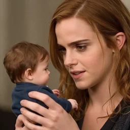 stunning photograph of ( ( ( ( emma watson holding a tiny willem dafoe ) ) ) ), closeup, aperture 1. 2