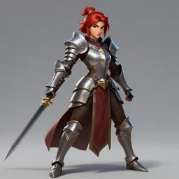 ultra realistic illustration, female knight in heroic pose, pixar movie style, rich contrast of colors, league of legends artwork