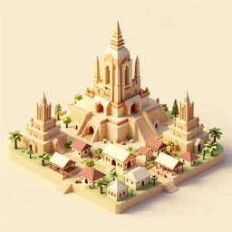 a low poly isometric render of a kerala village in the style of monument valley, intricate, elegant, highly detailed, artstation, smooth, sharp focus, illustration, art by artgerm, octane render 8 k