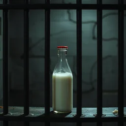 bottle of milk inside a jail