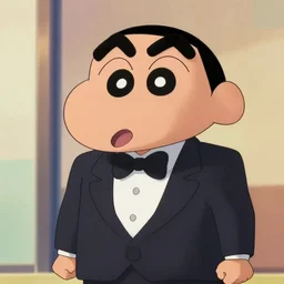 portrait of shinchan wearing a tuxedo , reallistic, reallism, digital art, artstation HQ