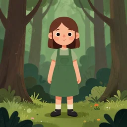 a portrait of a girl in the woods, trending on artstation, central composition, very cartoon, shape focus, high detailed, by anton fadeev