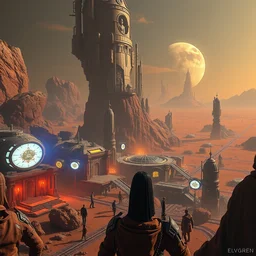 a hyper realistic digital art of some vampires in cyberbunk city on mars by elvgren, gil, cinematografic, highly detailed, hyperrealism, digital art, artstation, concept art, unreal engine 6, detailed and intricate environment, an expansive view of