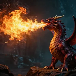 dragon breathes fire, before and after