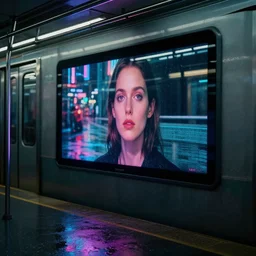 detailed portrait of a woman, moment, chillwave elevated train, electronic billboards, tech noir, wet reflections, atmospheric, ambient, livia prima, greg rutkowski, edward hopper, pj crook