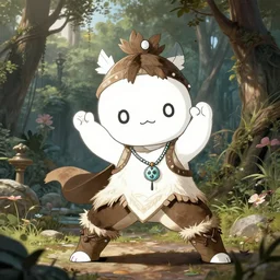 kawaii, dynamic brush strokes, linear gamma, dynamic pose, natural light, costume design made nordic tribes, sophisticated composition, old masters light composition, epic human character posing conceptart, beautiful ancient garden behind, substancedesigner, pbr, ultra detailed, hyperrealistic, megascans, volumetric light, concept master artist, painttoolsai 2, pixiv face