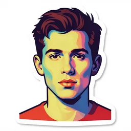 individual ian curtis portrait retro futurist illustration art by butcher billy, sticker, colorful, illustration, highly detailed, simple, smooth and clean vector curves, no jagged lines, vector art, smooth andy warhol style