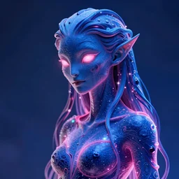 a xanathar made of bioluminescence slimy skin, fantasy, elegant, crisp 8 k line art, digital painting, artstation, unreal engine, octane render, emissive lighting, concept art, matte, sharp focus, hyper realistic lighting, illustration, deep royal blue and pink color scheme, art by ufotable studios