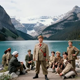 soviet style propaganda convincing people to stay at Lake Louise in Banff National park