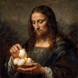 Pensive Wizard Examining Eggs, by Leonardo da Vinci.