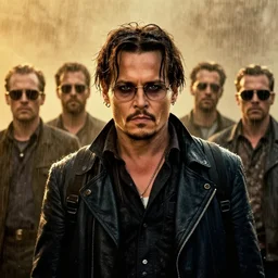 screenshoot from david lynch weird movie, face centered portrait of johnny depp in matrix movie, confident, fog, rain, volumetric lighting, beautiful, golden hour, sharp focus, ultra detailed, cgsociety by leesha hannigan, ross tran, thierry doizon, kai carpenter, ignacio fernandez rios, noir photorealism, film