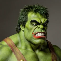 a bodybuilder Hulk joker Android head in Rococo art