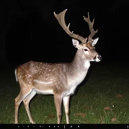 ribbed surreal alien deer, harsh flash dashcam footage, trailcam footage