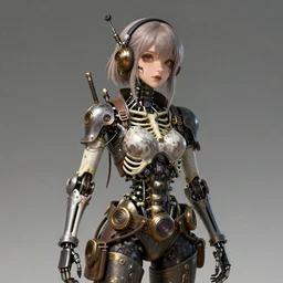 Steampunk cyborg skeleton girl, artstation trending, highly detailded