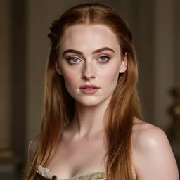 Sophie turner as Marie Antoinette, clear makeup, clean hair, dry skin, clear skin, airbrushed, bright eye makeup, warrior body, photo by mario testino, 8k octane render, cinematic, hyper detailed, micro details, insanely detailed, trending on artstation, concept art